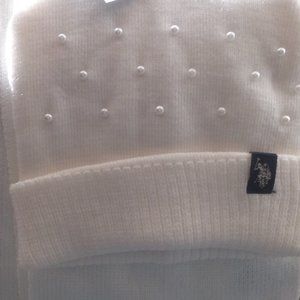 Hat/ Scarf  Cream with Pearls. 2nd set is Pink